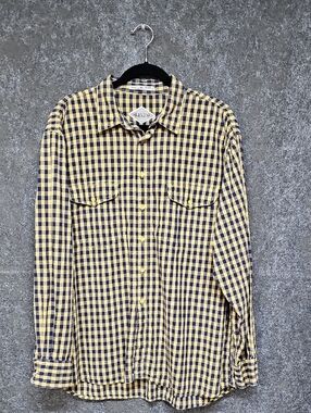 Vintage Levis Casual Checkered Shirt Button Up, Navy Yellow, XLVintage Levis Cas